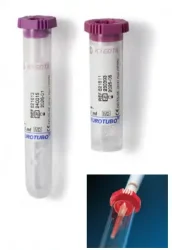 Blood collection tubes with pierceable and re-sealable rubber caps